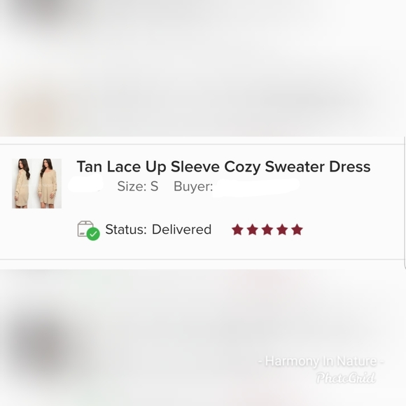 Tan Lace Up Sleeve Cozy Sweater Dress - Picture 5 of 5